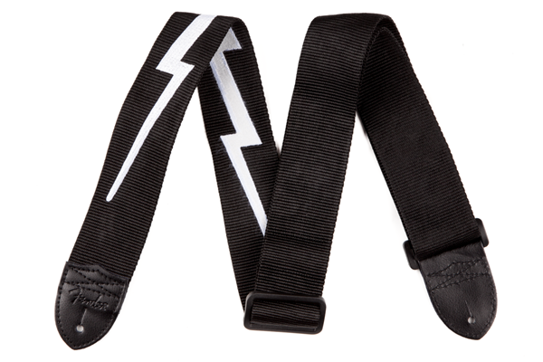 Nylon Lightning Bolt Strap, Black/White, 2"