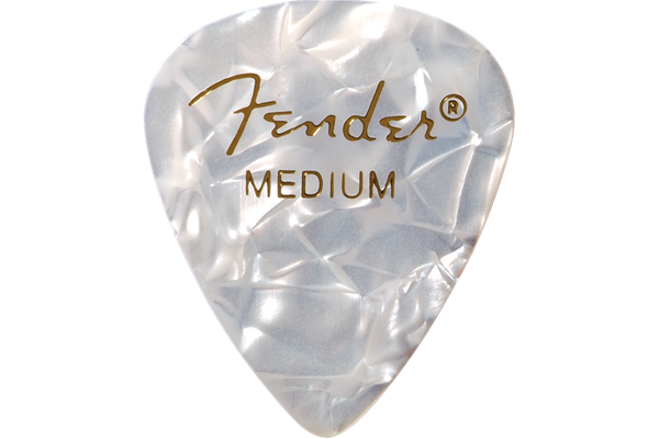 Premium Celluloid 351 Shape Picks, Medium, White Moto, 12-Pack