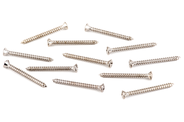 Neck Plate Mounting Screws - American Standard/Deluxe Guitars, Sheet Metal (8 X 1-3/4"), Chrome (12)