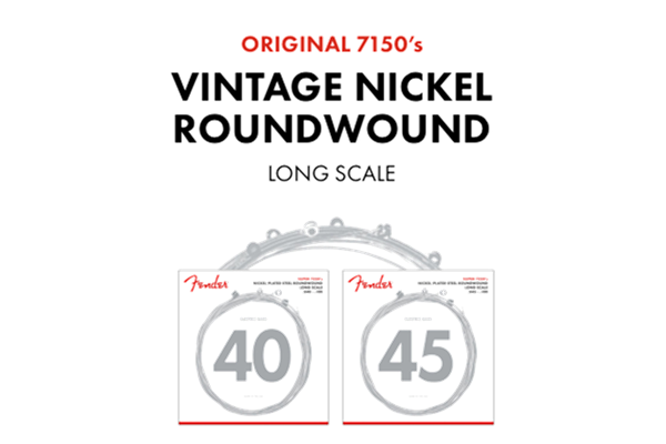 Original 7150 Bass Strings, Pure Nickel, Roundwound, Long Scale, 7150ML .045-.100 Gauges, (4)