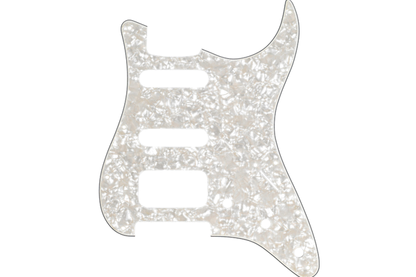 Pickguard, Stratocaster® H/S/S, 11-Hole Mount, Aged White Moto, 4-Ply