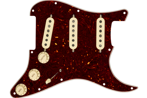 Pre-Wired Strat Pickguard, Custom Shop Custom '69 SSS, Tortoise Shell 11 Hole PG