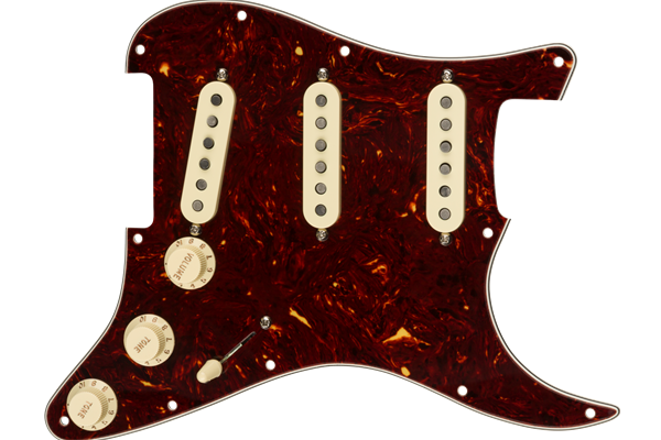 Pre-Wired Strat Pickguard, Custom Shop Texas Special SSS, Tortoise Shell 11 Hole PG