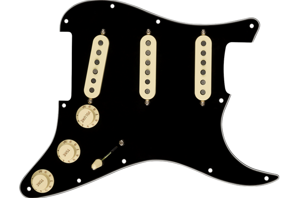 Pre-Wired Strat Pickguard, Custom Shop Texas Special SSS, Black 11 Hole PG