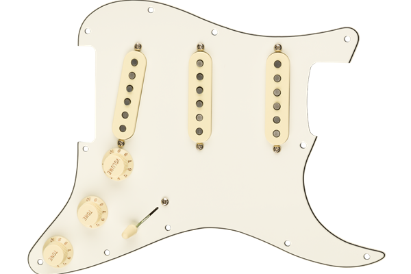 Pre-Wired Strat Pickguard, Custom Shop Texas Special SSS, Parchment 11 Hole PG