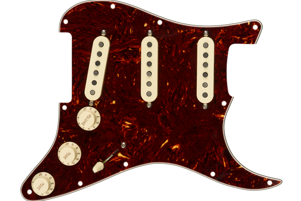 Pre-Wired Strat Pickguard, Tex-Mex SSS, Tortoise Shell 11 Hole PG