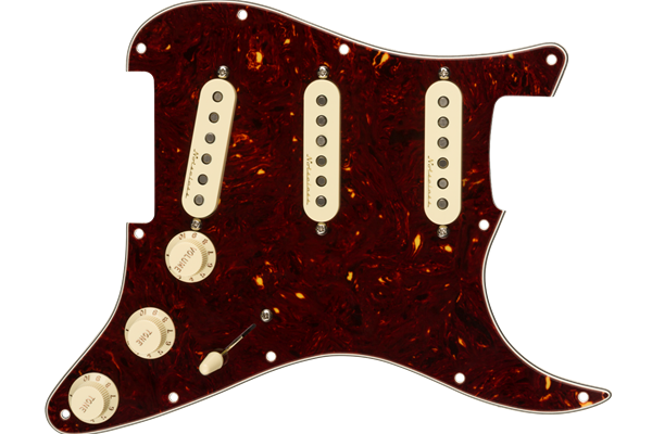 Pre-Wired Strat Pickguard, Vintage Noiseless SSS, Tortoise Shell 11 Hole PG