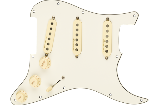 Pre-Wired Strat Pickguard, Vintage Noiseless SSS, Parchment 11 Hole PG