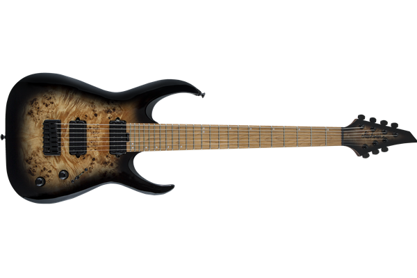 Pro Series Signature Misha Mansoor Juggernaut HT7P, Caramelized Maple Fingerboard, Black Burst Burl