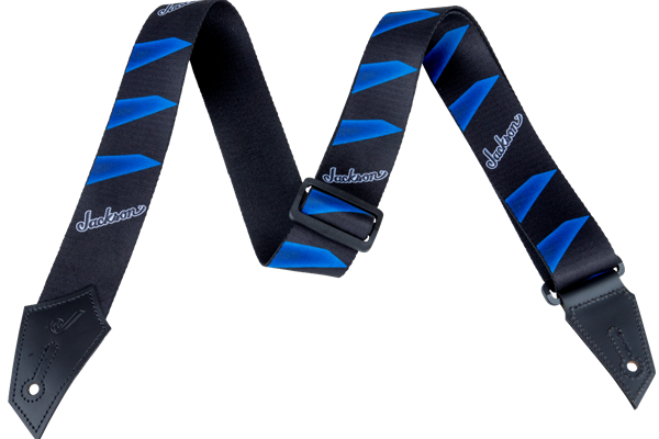 Jackson® Strap with Headstock Pattern, Black and Blue