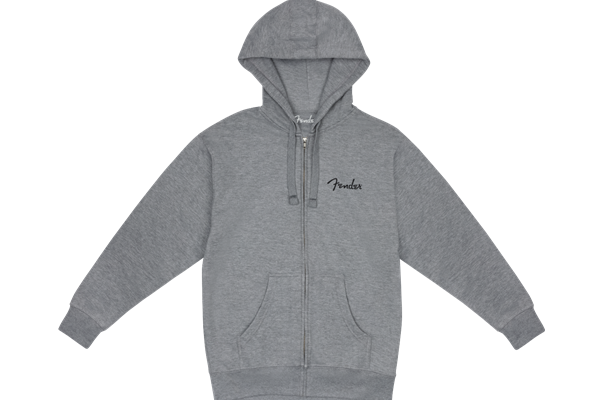 Fender® Spaghetti Small Logo Zip Front Hoodie, Athletic Gray, S