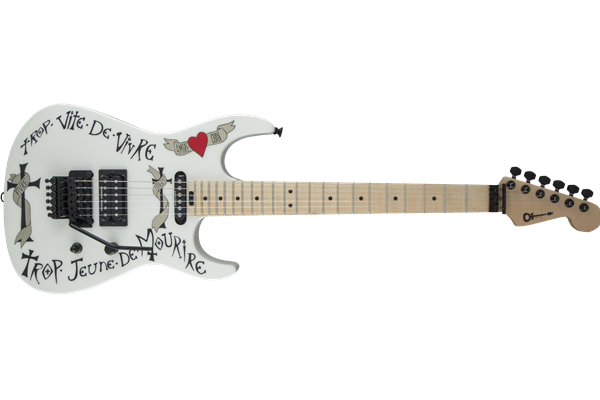 Warren DeMartini USA Signature Frenchie, Maple Fingerboard, Snow White with Frenchie Graphic