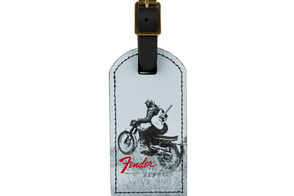 Fender® Vintage Ad Luggage Tag, Motorcycle Rider