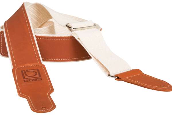 Boss Leather & Nylon Guitar Strap, Natural