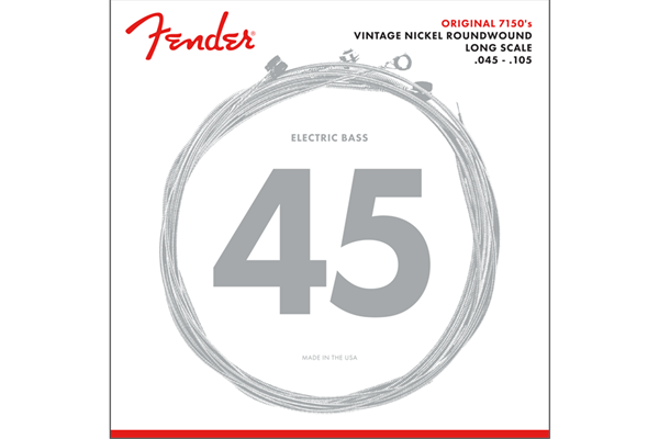 Original 7150 Bass Strings, Pure Nickel, Roundwound, Long Scale, 7150M .045-.105 Gauges, (4)