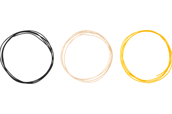 Pure Vintage Cloth Wire, 22 AWG, Black, White, Yellow, 5'