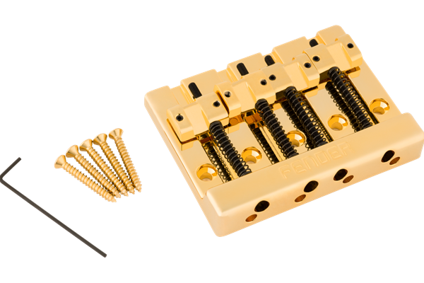 Fender® HiMass™ 4-String Bass Bridge Assembly With Zinc Saddles, Gold