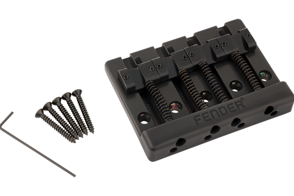 Fender® HiMass™ 4-String Bass Bridge Assembly With Brass Saddles, Black