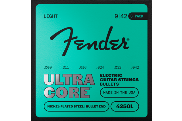 4250 Ultracore™ Guitar Strings, Nickel Plated Steel, Bullet End, 4250L Gauges .009-.042, (6) 3-Pack