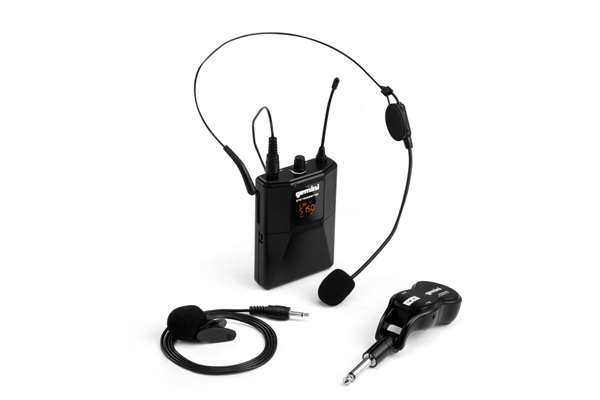 UHF Wireless Headset & Lavalier Microphone System w/ Rechargeable Battery