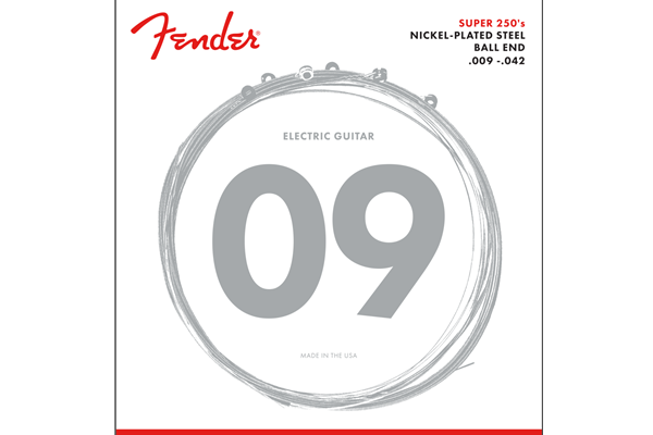 Super 250 Guitar Strings, Nickel Plated Steel, Ball End, 250L Gauges .009-.042, (6)