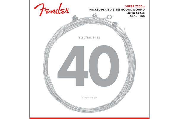 7250 Bass Strings, Nickel Plated Steel, Long Scale, 7250L .040-.100 Gauges, (4)