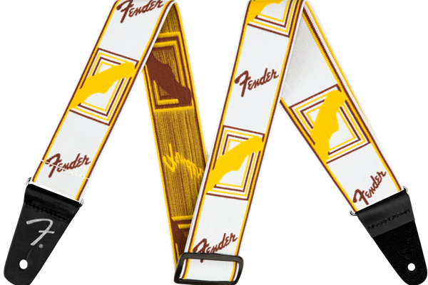 WeighLess™ Monogram Strap, White/Brown/Yellow, 2"