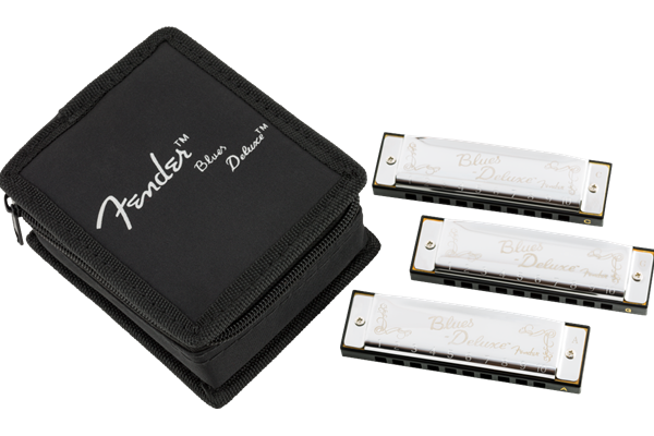 Blues Deluxe Harmonica, Pack of 3, with Case