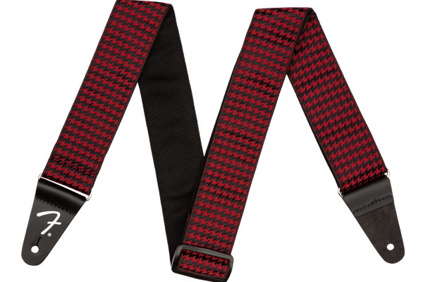 Houndstooth Jacquard Strap, Red, 2"