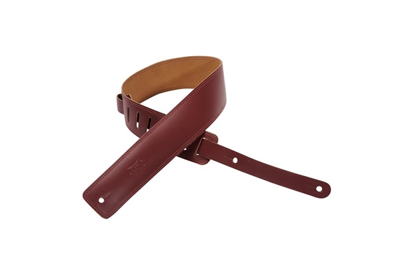 Levy's 2.5" leather guitar strap with suede backing and decorative double edge stitch