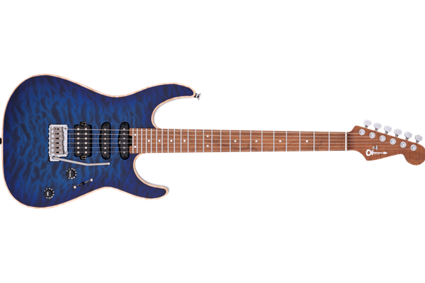 USA Select DK24 HSS 2PT CM QM, Caramelized Maple Fingerboard, Blue Burst