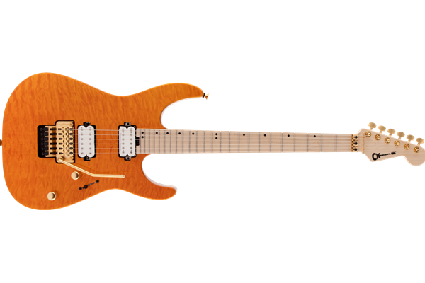 Pro-Mod DK24 HH FR M Mahogany with Quilt Maple, Maple Fingerboard, Dark Amber