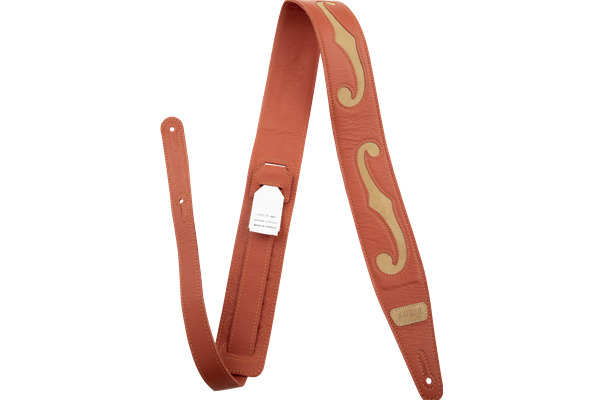 Gretsch® F-Holes Leather Strap, Orange and Tan, 3"