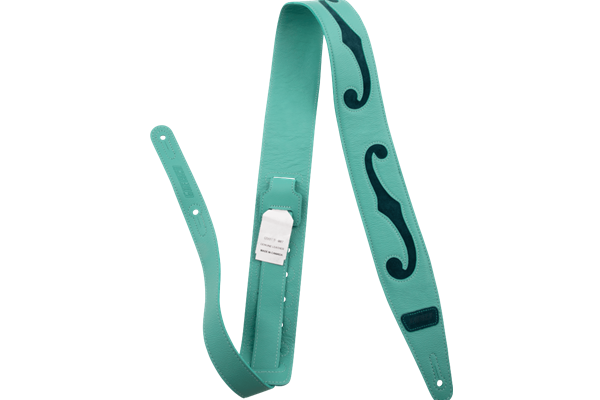 Gretsch® F-Holes Leather Strap, Surf Green with Dark Green Accents, 3"