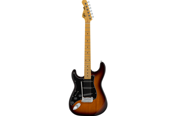 Tribute S-500, Lefty, Tobacco Burst, 3-ply Black pg, tinted gloss maple neck and fretboard