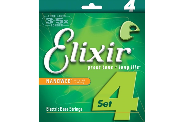 Elixir 4-String Light/Medium, Long Scale Electric Bass Nickel Plated Steel With Nanoweb Coatin(.045)