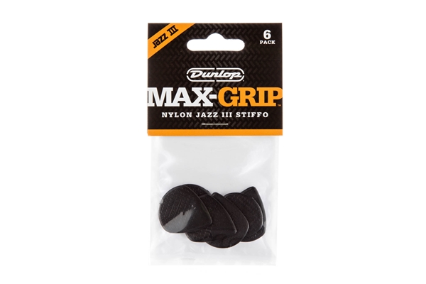 Dunlop Max-grip® Jazz III Nylon Guitar Pick (6/pack)