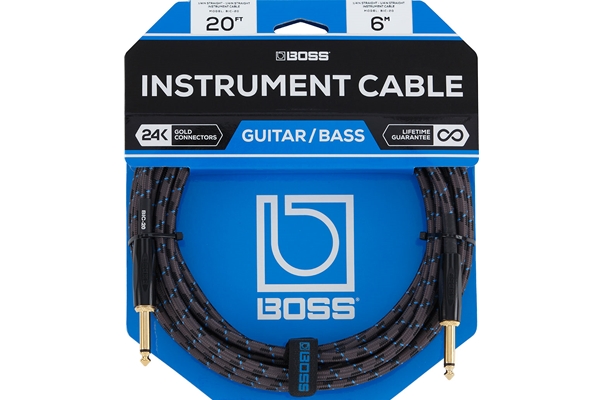 Boss 20' Instrument Cable, 24k Gold Plated Connectors