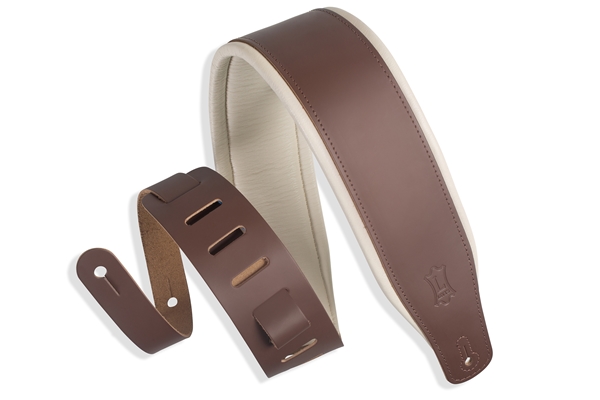 Levy's Favorite Padded Two-Tone Leather Brown & Cream 3" Guitar Strap