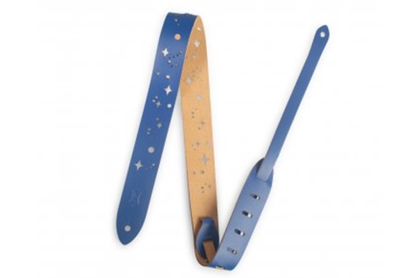 Levy's Junior Leather Guitar Strap, Blue with galaxy punch out, 1.5"