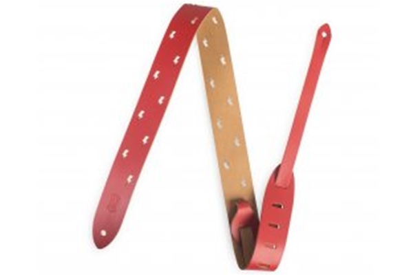 Levy's Junior Leather Guitar Strap, Red with galaxy punch out, 1.5"