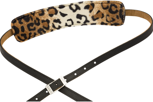 Joe Strummer Vintage Saddle Strap, Black/Leopard, 2.5"