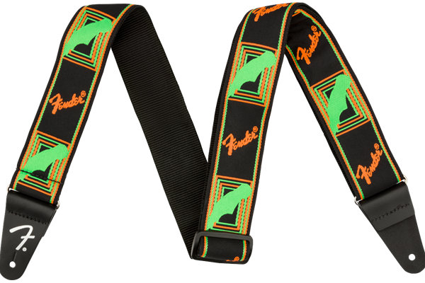 Neon Monogrammed Strap, Green and Orange, 2"