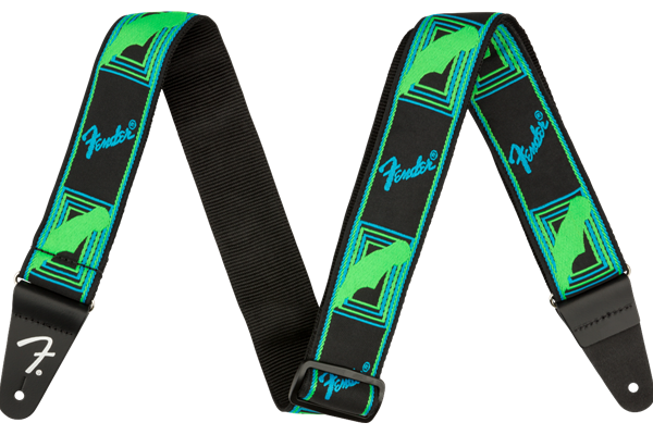 Neon Monogrammed Strap, Blue and Green, 2"