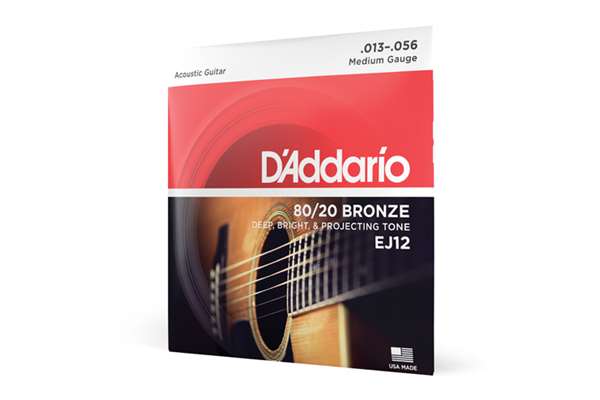EJ12 80/20 Bronze Acoustic Guitar Strings, Medium, 13-56