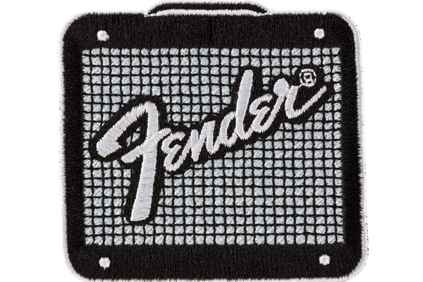 Fender™ Amp Logo Patch, Black and Chrome