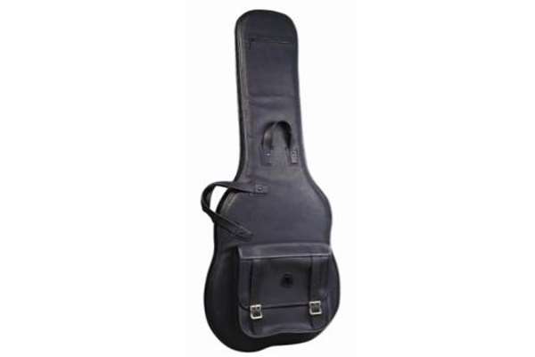 Leather electric guitar bag featuring leather trim and appointments, 1" foam padding and plush linin