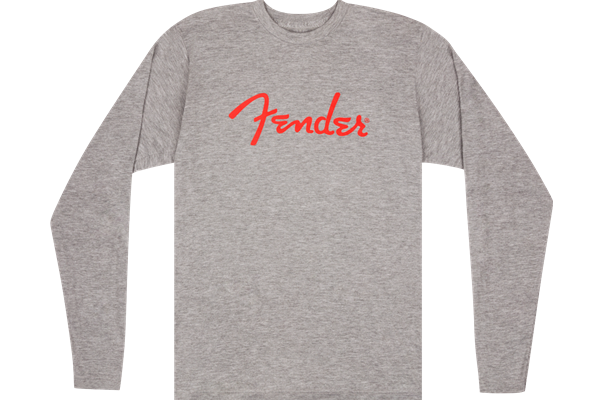 Fender® Spaghetti Logo L/S T-Shirt, Heather Gray, L