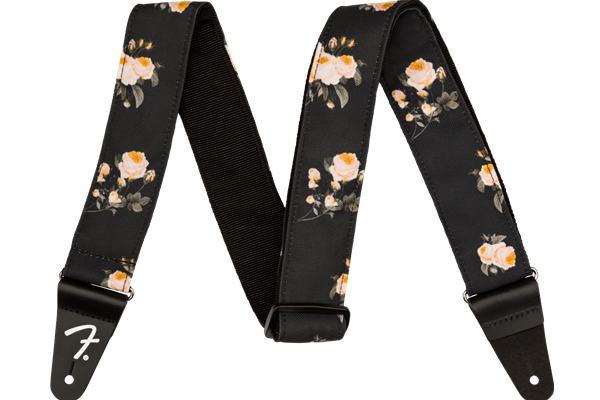 Floral Strap, Black, 2"