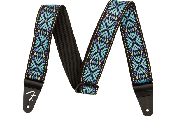 Pasadena Woven Strap, Blue Snowflake, 2"